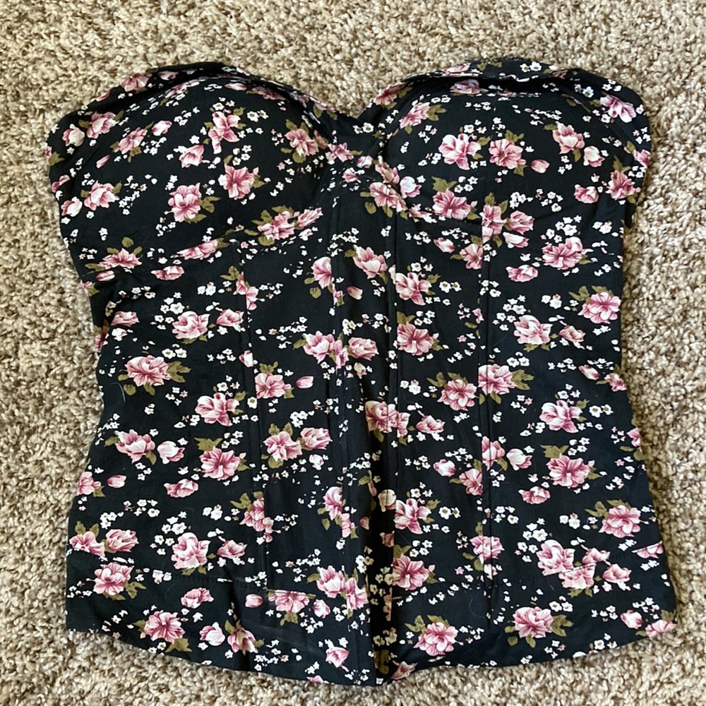 Strapless Floral Corset Top